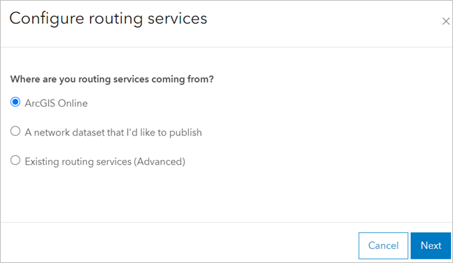 Configure routing services dialog box Configure routing services dialog box